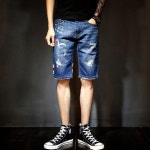 신델 수입 데님 남성 구멍 자수 청반바지h1153