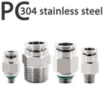 304 스테인리스강 공압 퀵 커넥터 스트레이트 1 4 3 8 1 2 BSPT 외부 스레드 에어 호스 14 PC14 02 PC16 03 PC14 04