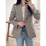 더글로리 체크 자켓 임지연 이보영 커리어 오피스 하객룩 슬림핏재킷 S 소라