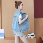 애니율 여성 캐주얼 데님 폴로넥 청조끼 라이트 G1545