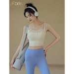 FZOG 가짜 투피스 나시 요가 나시 여 셔링 푸시업 스포츠 내의 방진 리프팅 브라