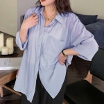 브루니 루즈핏 여름 얇은 긴팔 셔츠 4컬러 보라 D000130
