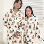 초록초록 곰 극세사 파자마세트 극세사파자마 두꺼운잠옷 극세사잠옷 홈웨어 홈파티 여성잠옷 잠옷세트 파자마세트 겨울 양털 남