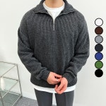 이브컴퍼니 남녀공용 데일리 골지 반집업 니트 7컬러 2호 2973-1