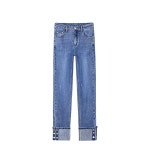 하늘 일자바지 롤업 데님 팬츠 Women s pants D01 하늘비즈 U525L051