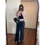 언포코드24 디자인 빈티지 오프숄더 일자 숄더 탑 고급 체크 패치 슬림 티셔츠녀