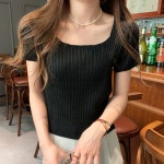 메이킹유 메이킹유 여름 반팔 스웨터 스퀘어넥 사린느니트 J3545