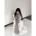 Na001 뽀송뽀송 가을겨울 퓨어 폭스 퍼 도톰 워머 밍크 케이프 롱 머플러 남녀