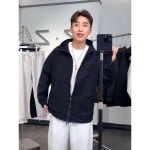 가을 남성 헤비 성황 면 후드 더블 집업 캐주얼 코트 커플룩 맨투맨