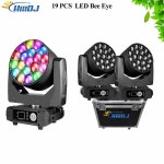 LED 빔 워시 빅 비즈 아이 RGBW 줌 무빙 헤드 조명 DJ 디스코 효과 장비 19x40W 1 개