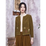 부적 2024 가을 스몰카라 자수 코트 여 숏패션 캐주얼 차이나 라운드 시크