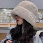 옷자락 여자 털버킷햇 겨울 소프트 얼굴커버 따뜻한 모자