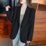 애니율 여성 봄 가을 원 버튼 캐주얼 정장 자켓 블랙색 M G1277