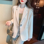 애니율 여성 봄 가을 원 버튼 캐주얼 정장 자켓 블랙색 M G1277