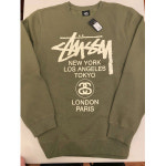 Stussy 로고 월드 투어 FA18 크루넥 아미 그린 사이즈 M 챕터 스톡