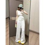 프렌치 브이넥 민소매 탑 여 여름 유니크 숏 미배 절미 스파이시 스몰 나시