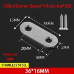 일자형 브라켓 스테인리스 두께 목재 가구 선반 코너 코드 10세트 36x16mm 10Set