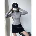 미원예술생 조추 빈티지 반집업 니트 여 터틀넥 니트 위에 이너 톱