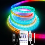 RGBIC LED 네온 스트립 조명 주소 지정 소프트 실리콘 튜브 라이트 테이프 28 키 음악 컨트롤러 WS2