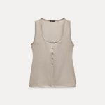 자라 자라 자라 골지 버튼 탑 1165 492 TAUPE