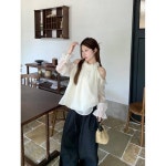한국적 분위기 홀터넥 오프숄더 쉬폰 블라우스 여조가을 직장 야망가 선기로 속옷