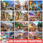 AB 스트리트 아트 시티 풍경 5D 다이아몬드 페인팅 풀 키트 DIY 크리스탈 공예 크로스 스티치 모자이크 홈
