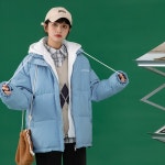 2021 겨울 가짜 두 벌 캐 주 얼 패 딩 맨투맨 스모그 블 루