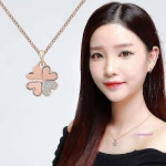 마샹스 목걸이 큐빅 로즈골드 체인 클로버jkl839