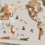 나무 세계지도 인테리어 회의실 3d입체 단단한 스터디 장식 중형 벽부착 나무색 데코월 200개의 국기 압정 200개의 국기 압정 중