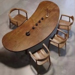 제이라프 책상 4인용 디자인필링 단식탁 곡선 둥근 식탁 원형식탁1200 우드슬랩 테이블 우드 원목 대들보