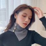 페이크 터틀넥 넥워머 여성 니트 버튼 폴라 6컬러 와인