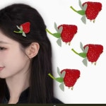 야채 딸기 스트로베리 집게 특이한 과일 헤어머리핀