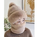 방울 여성 털모자 겨울 두건 넥워머 방한 모자 2in1