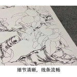 4폭 원본 병풍 화조도 동양화 공필화 도안 모란도 채색화