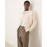 아소스 ASOS DESIGN 에크루색 리브 스트라이프 디테일이 들어간 오버사이즈 니트 가디건