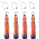 마린 참치 와후 낚시 미끼 바닷물 트롤링 리지드 오징어 스커트 4 4Pcs Orange-Black 1개 A 68 5g