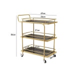 호텔 카트 골드서빙카 철제 음식트롤리 고급 핸드카트 1개 6 3단 금선반 검패널