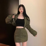 나인투 바스락 포켓 미니 스커트