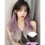 그라데이션 염색 가발 조각 V자형 심리스 가발 조각 여성용 합성 클립 가발 누구나