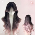 딸기초콜릿 흑핑 그라데이션 뱅 헤어커버 여성용 가발 코스프레가발