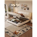 임씨목업 프렌치크림풍 진피침대 안방 고급대기 소프트백침대 침실침대 수납물 더블침대