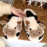 캐릭터 푹신 따뜻 겨울 젖소 털 슬리퍼 실내화 거실화