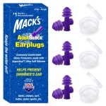 Macks AquaBlock 수영 이어플러그 3쌍 - 스노클링 샤워 서핑 목욕용 편안함 방수 재사용 가능한 실리콘