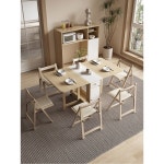 다기능 접이식 식탁 의자 세트 원목 확장형 테이블 바퀴가 있어 이동이 간편함