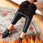 여성융털레깅스 겨울 바지 하의 여자 기모 레더 팬츠 가죽 쫄쫄이mno171