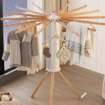 접이식 문어발 빨래건조대 공간활용 나무 행거 자취 이불