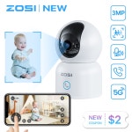 아파트현관CCTV 현관문 방범용 외부 홈카메라 ZOSI C518 실내 팬틸트 스마트 보안 1 3MP without TF Card 1개