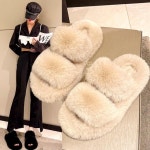 여성 겨울패션 털 퍼 사무실 실내화 슬리퍼 슬립온 통굽샌들