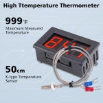 PEMENOL 12V 적색 화씨 디지털 온도계 -76F 999F LED 디스플레이 산업용 등급 0 5m K형 열전대 온도 센서 M6 1 Pc