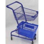 쇼핑 카트 마켓 2단 슈퍼마켓 마트 장보기 트롤리 1개 사이드 프레임과 손바구니가